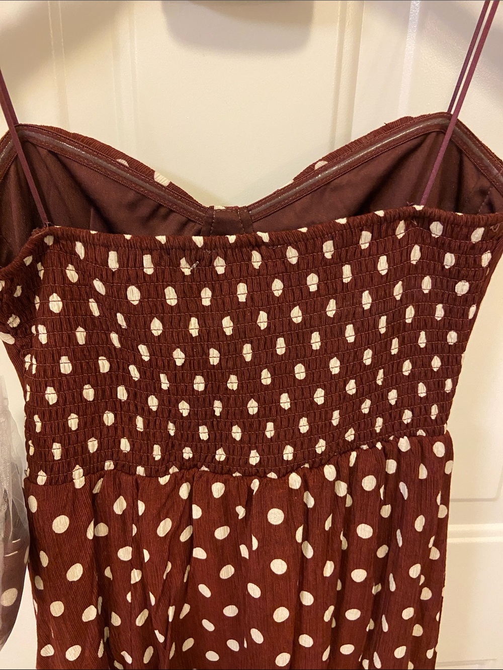 Brown Polka Dot Spaghetti Strap Dress - Picture 5 of 14